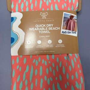 NWT Serenity Beach Quick Dry Wearable Towel - Coral and Turquoise